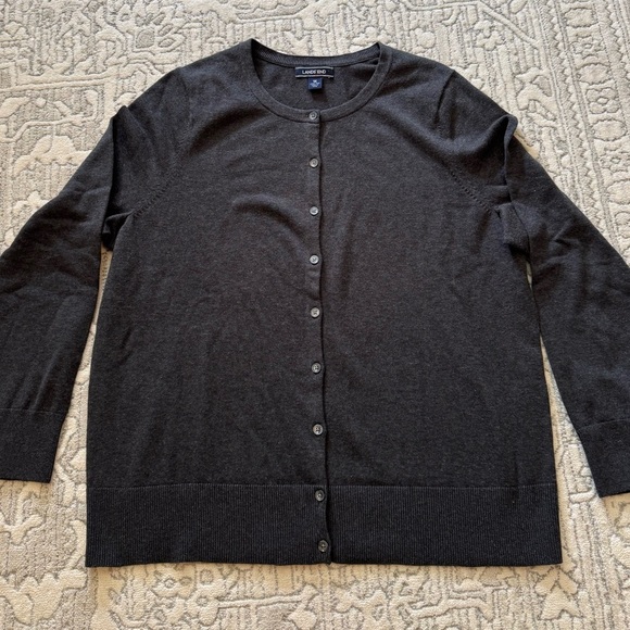 Lands' End womans Charcoal Cardigan Sweater 1X - Picture 7 of 7